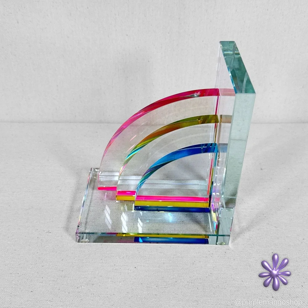 NWOT MAX STUDIO Single Glass Rainbow Bookend Modern Sculptural Decor‎ | *READ*